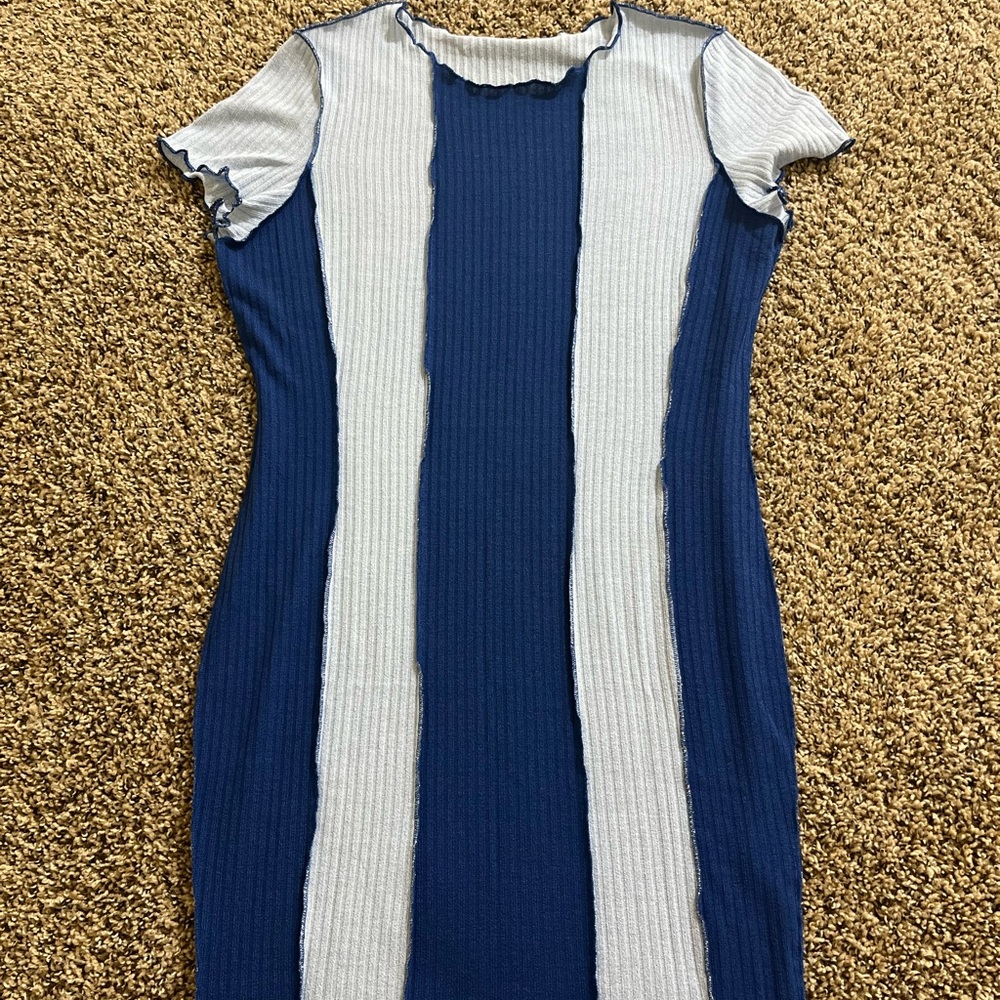 Cute mini baby blue and dark blue dress